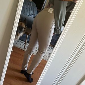 Faux Beige Leather Zara Pant